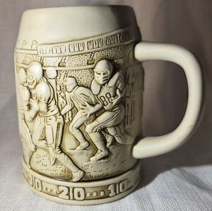 Vintage Football Themed Pro Hall Of Fame 1998 Pottery Salt Glazed Mug